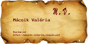 Mácsik Valéria névjegykártya